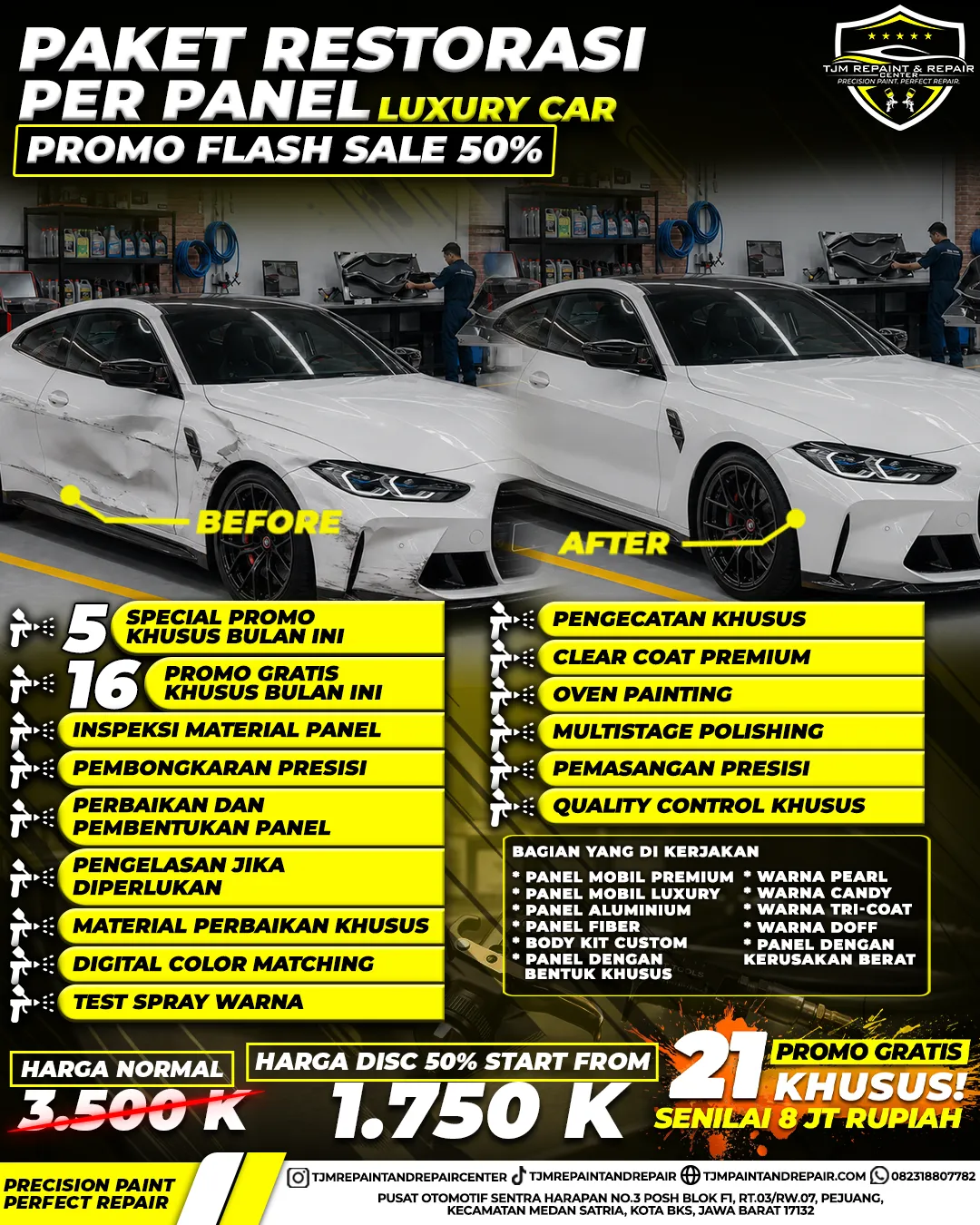 PAKET RESTORASI PER PANEL LUXURY CAR